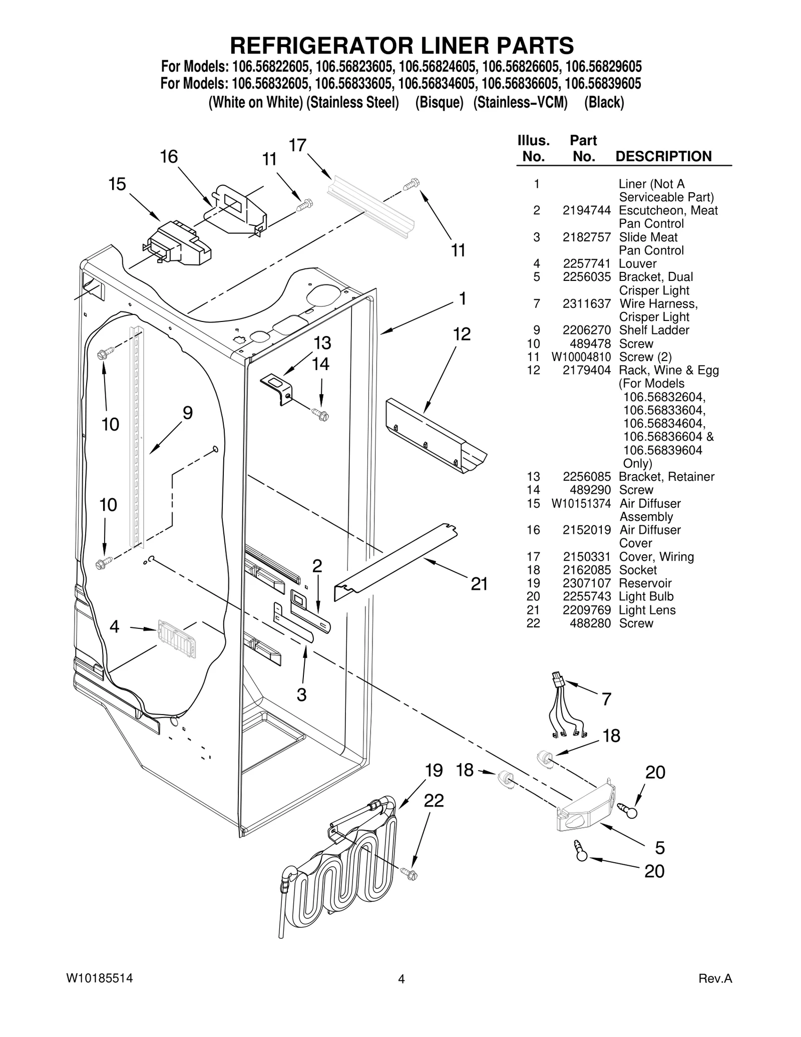 REFRIGERATOR LINER PARTS