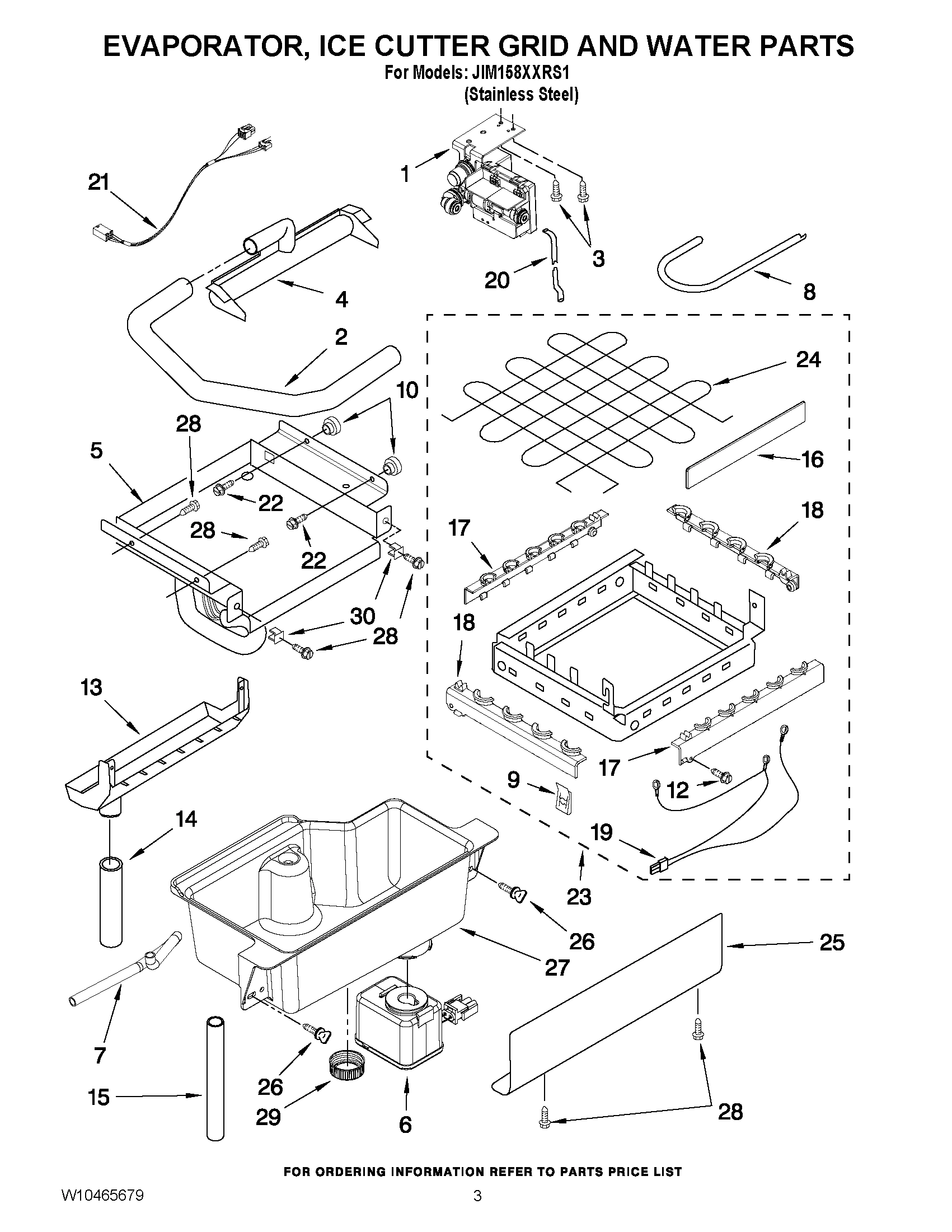 02 - EVAPORATOR, ICE CUTTER GRID AND WATER PARTS