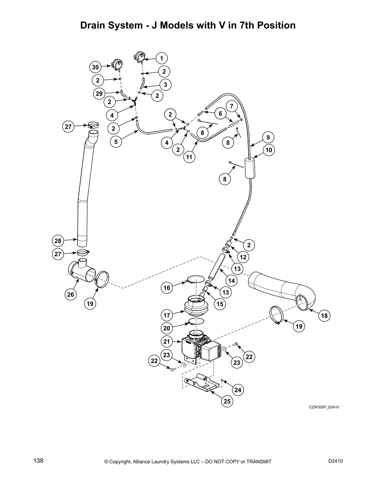 Drain System - J Models with V in 7th Position