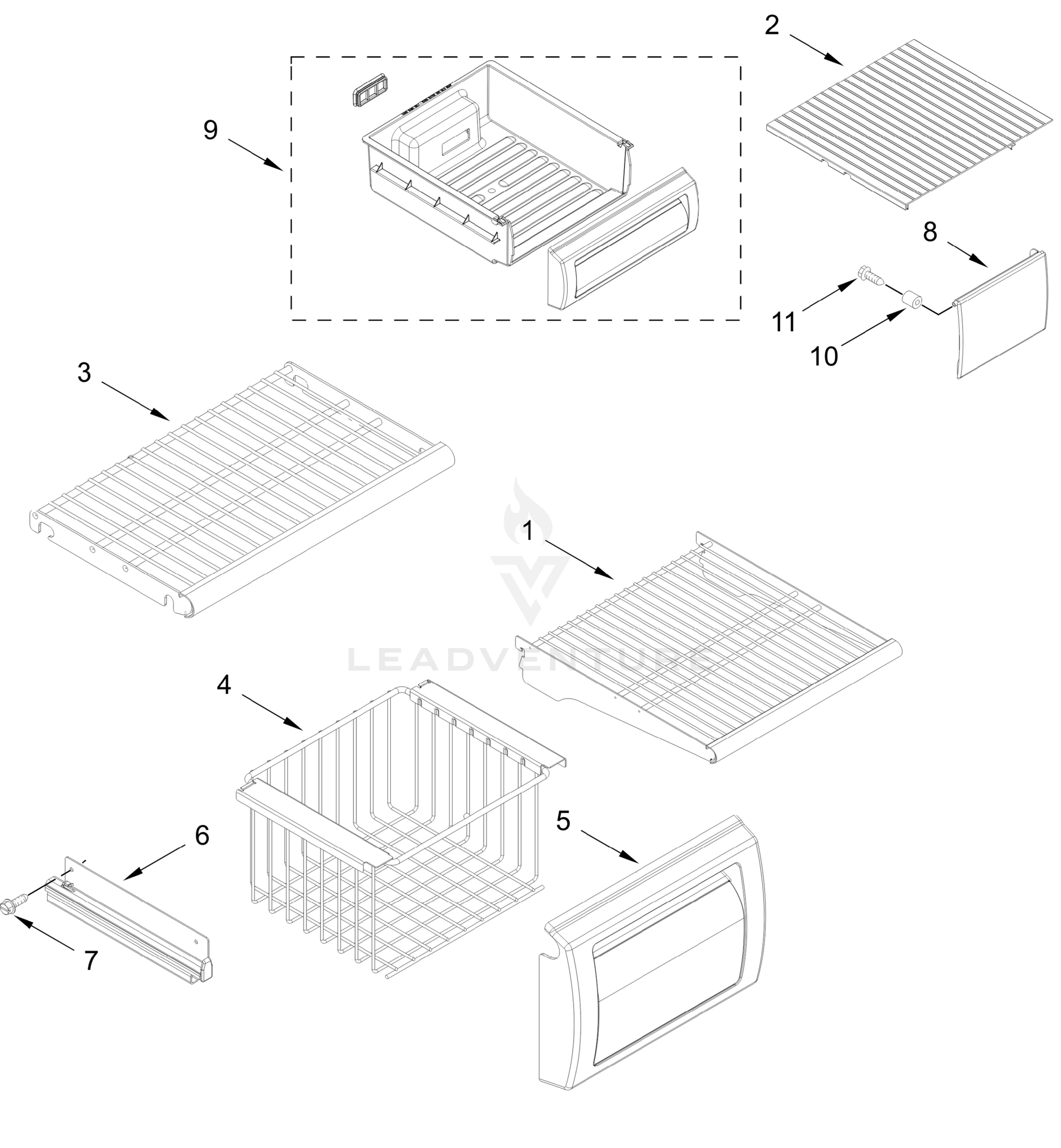 FREEZER SHELF PARTS