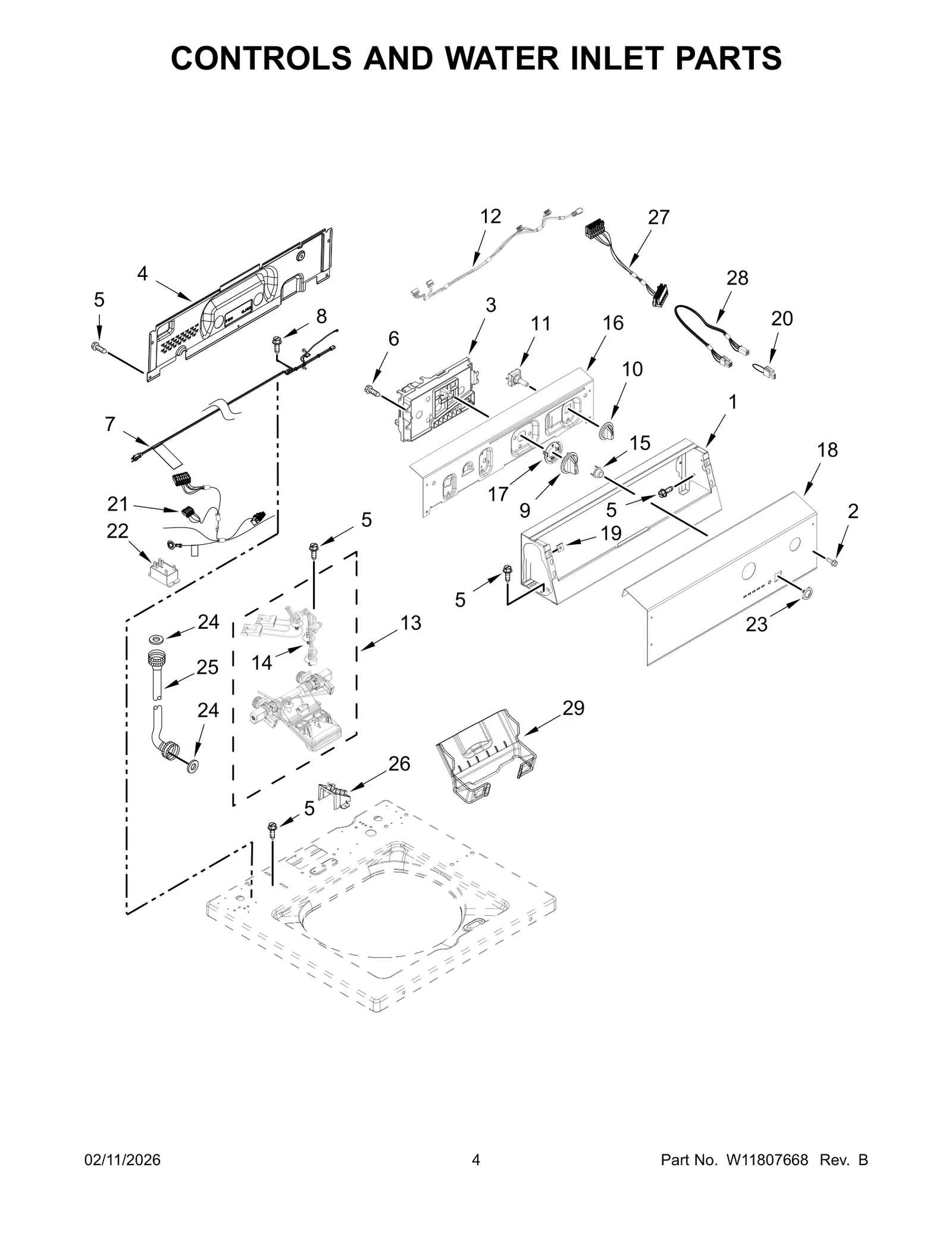 CONTROLS AND WATER INLET PARTS