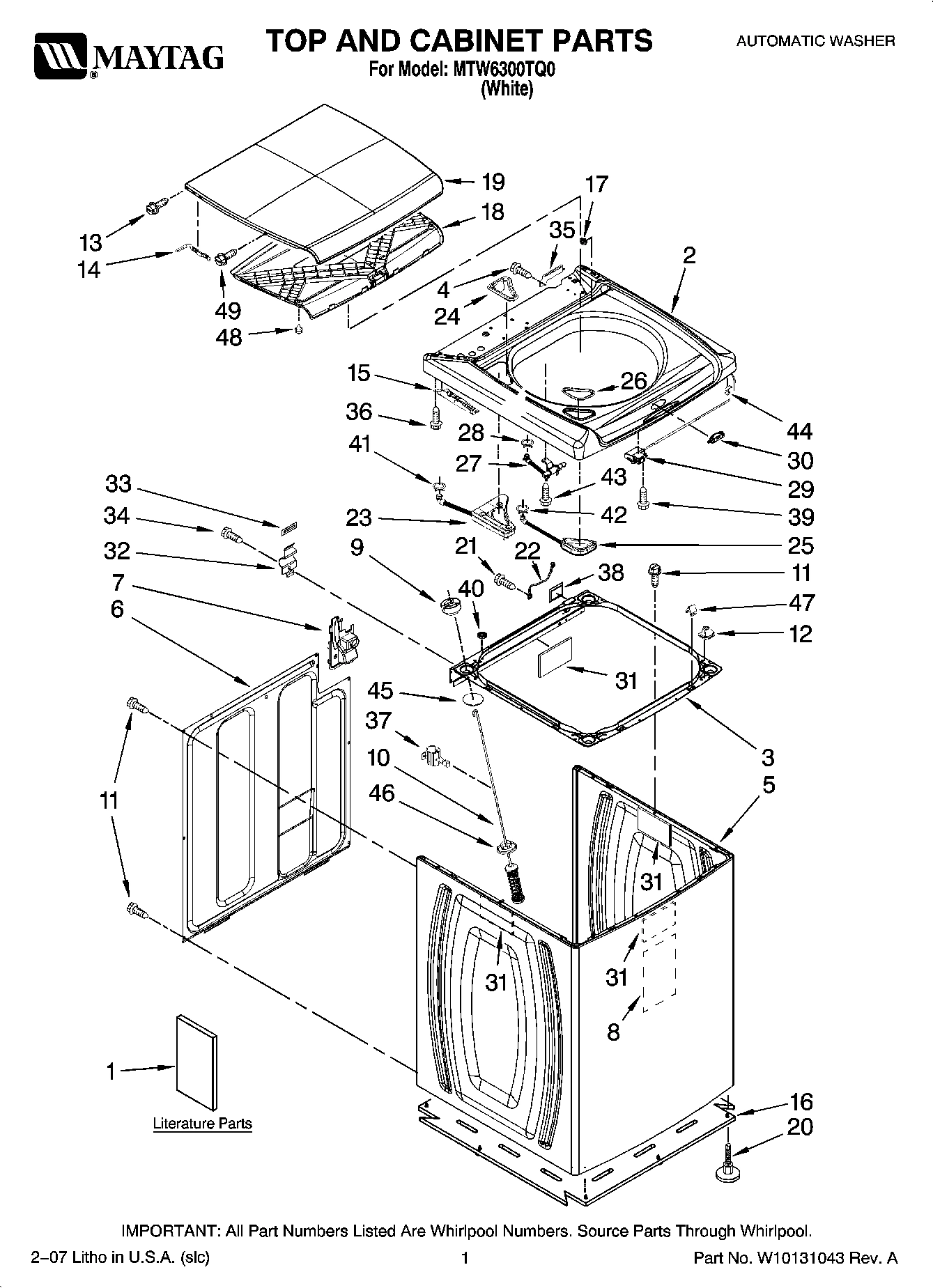 01 - TOP AND CABINET PARTS