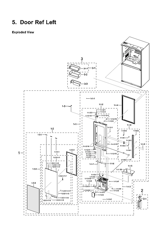 Left Refrigerator Door Parts