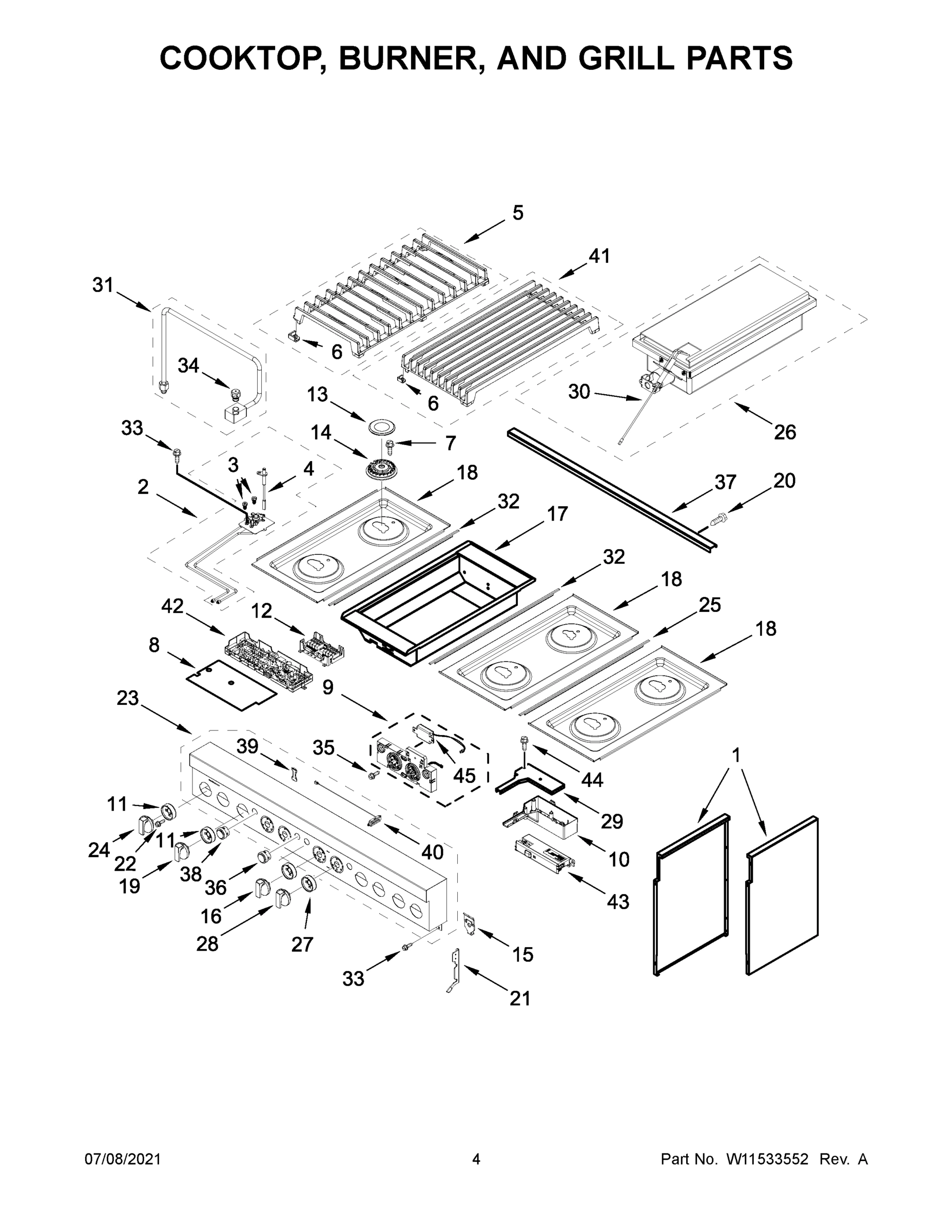 03 - COOKTOP, BURNER, AND GRILL PARTS
