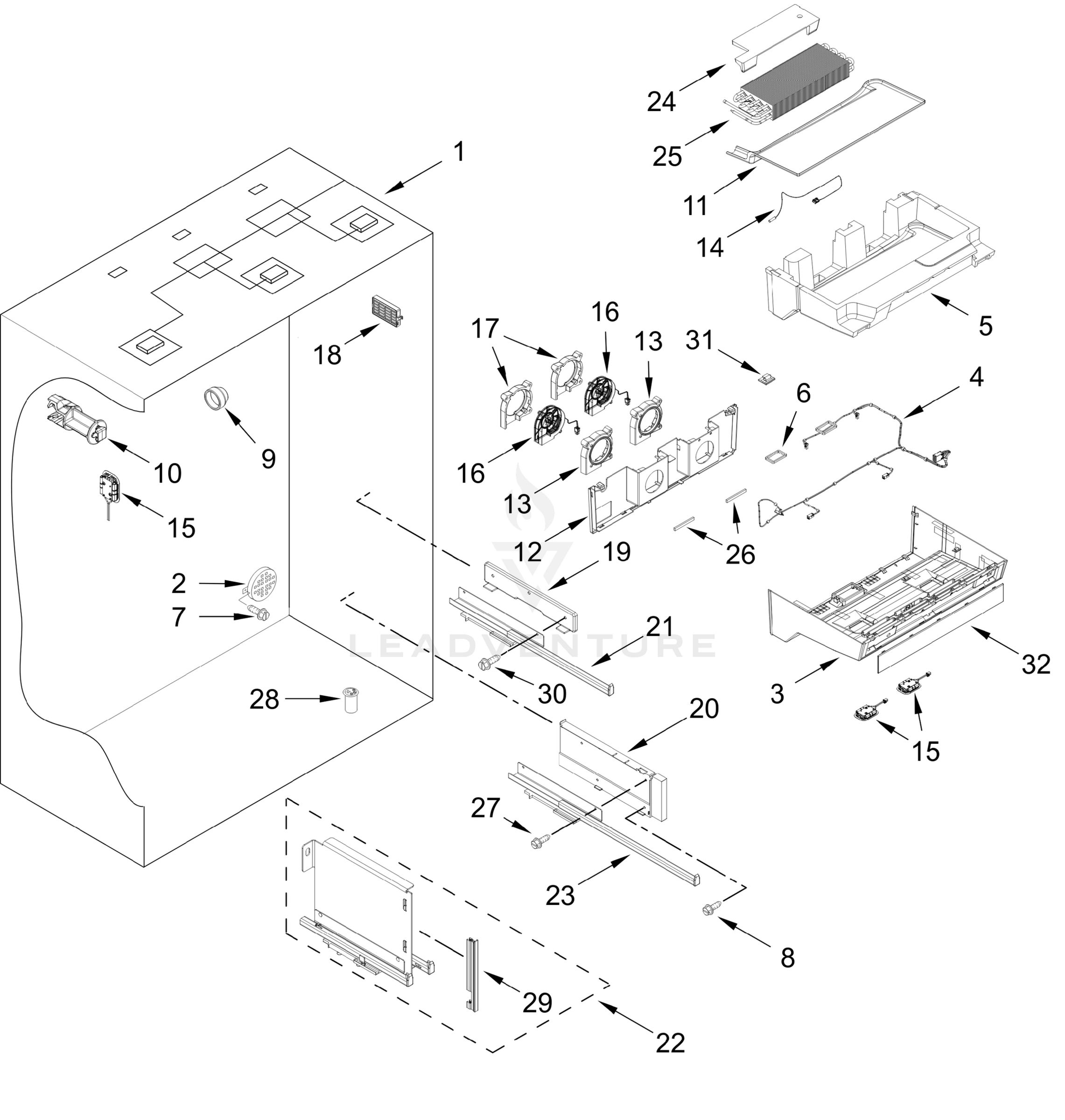 REFRIGERATOR LINER PARTS