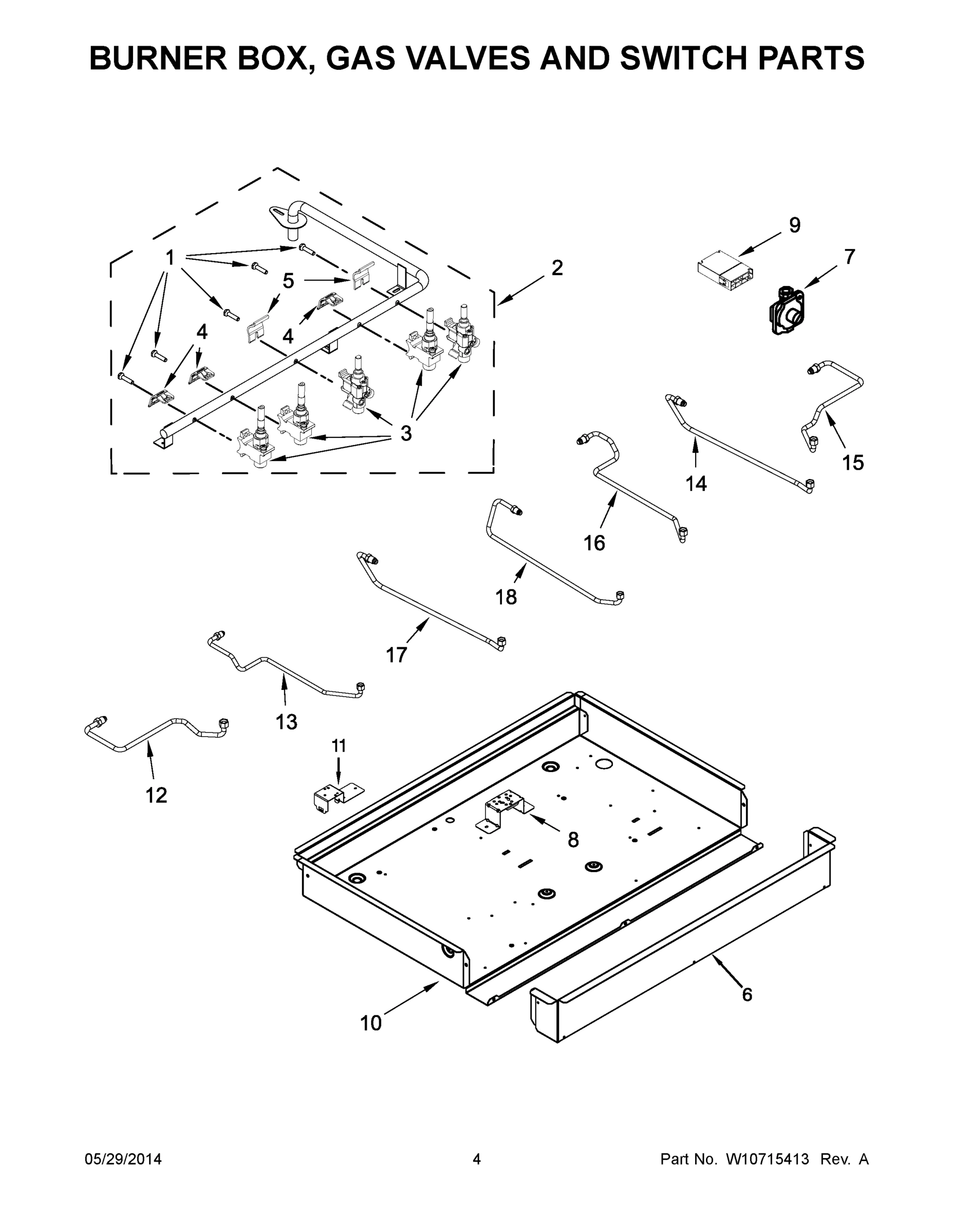 03 - BURNER BOX, GAS VALVES AND SWITCH PARTS