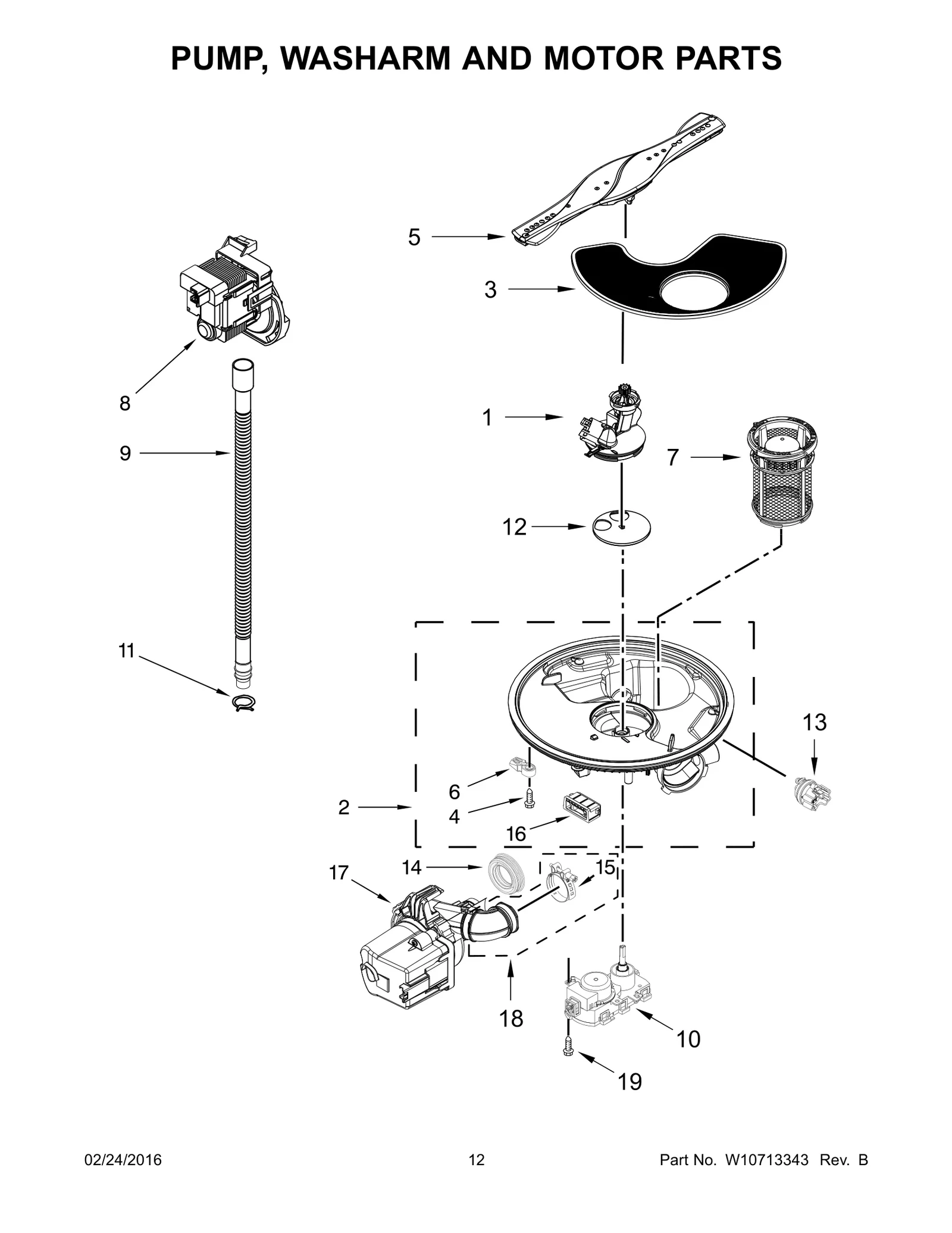 PUMP, WASHARM AND MOTOR PARTS