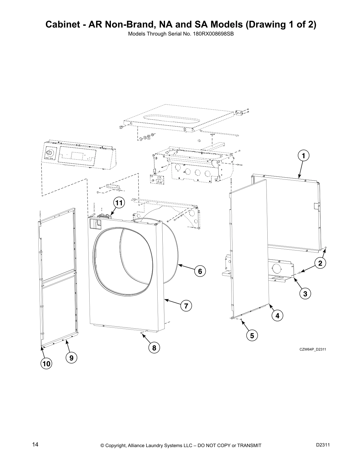 Cabinet - AR Non-Brand, NA and SA Models (Drawing 1 of 2)