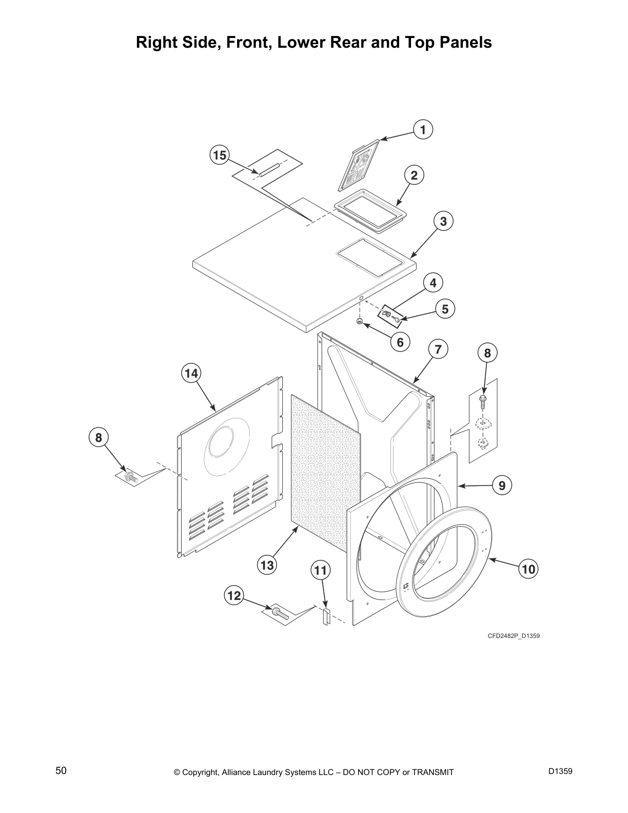 Right Side, Front, Lower Rear and Top Panels