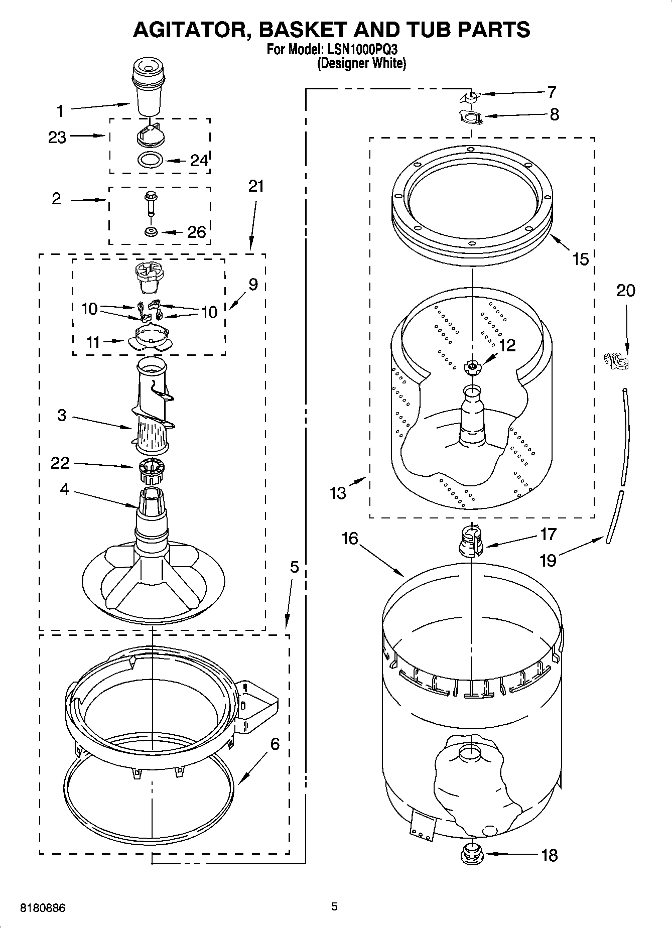 03 - AGITATOR, BASKET AND TUB PARTS