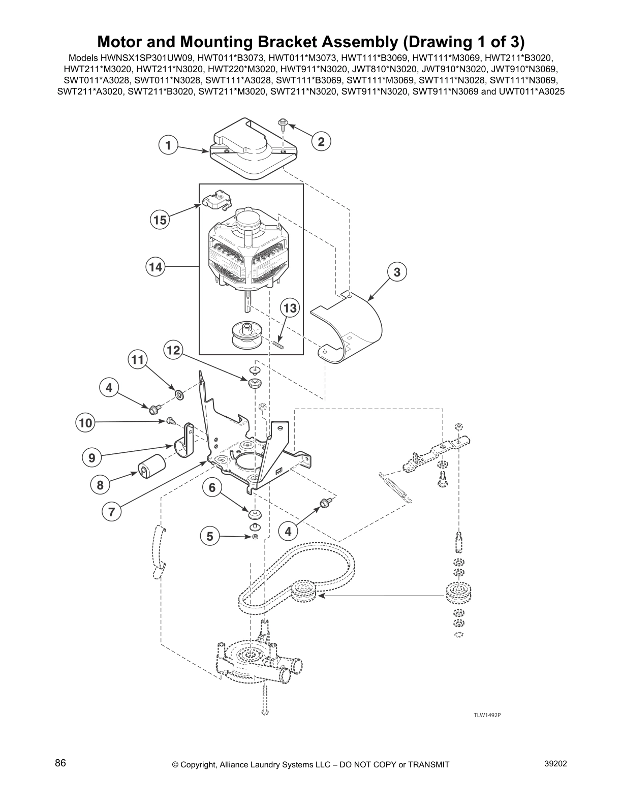Motor and Mounting Bracket Assembly (Drawing 1 of 3)