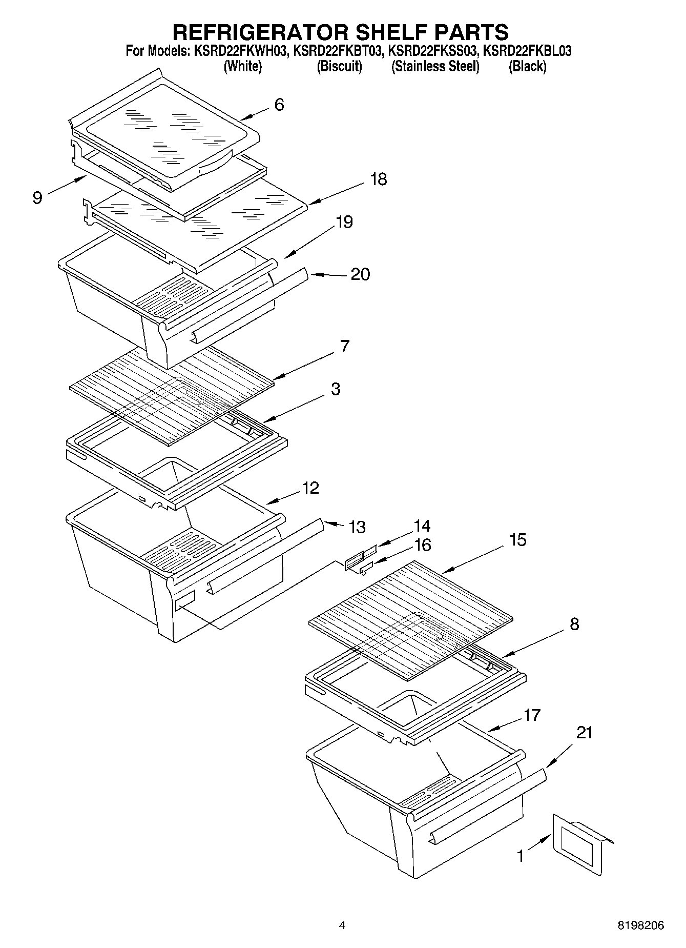 03 - REFRIGERATOR SHELF PARTS