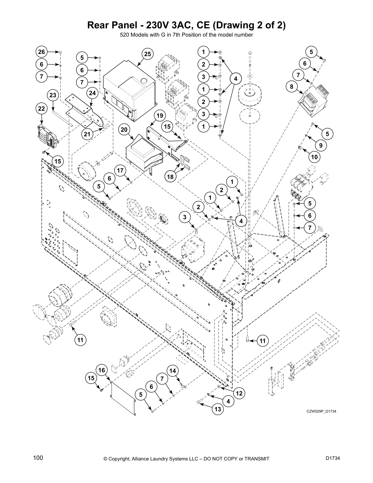 Rear Panel - 230V 3AC, CE (Drawing 2 of 2)