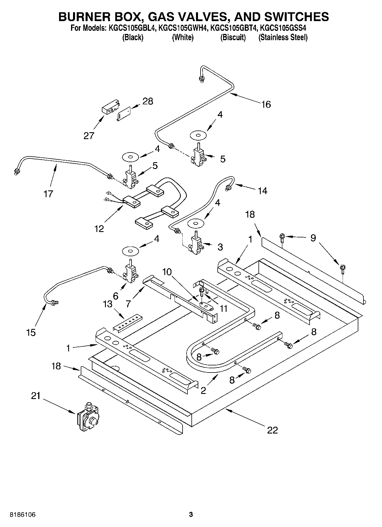 02 - BURNER BOX, GAS VALVES, AND SWITCHES