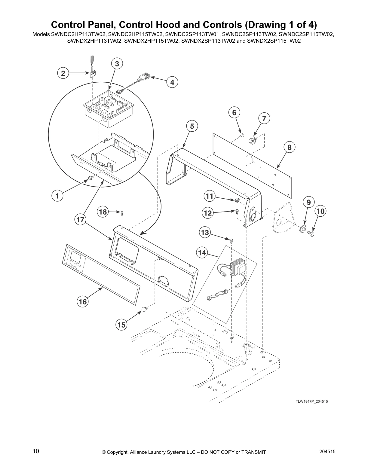 Control Panel, Control Hood and Controls (Drawing 1 of 4)