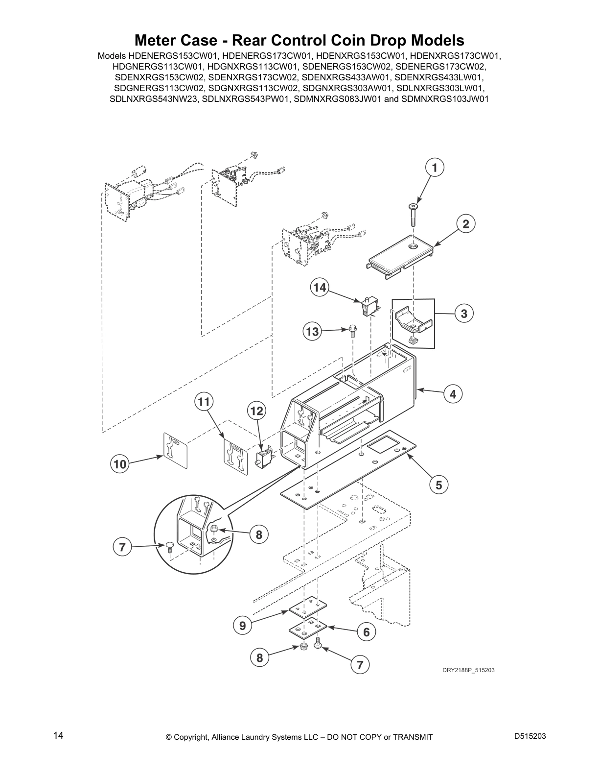 Meter Case - Rear Control Coin Drop Models