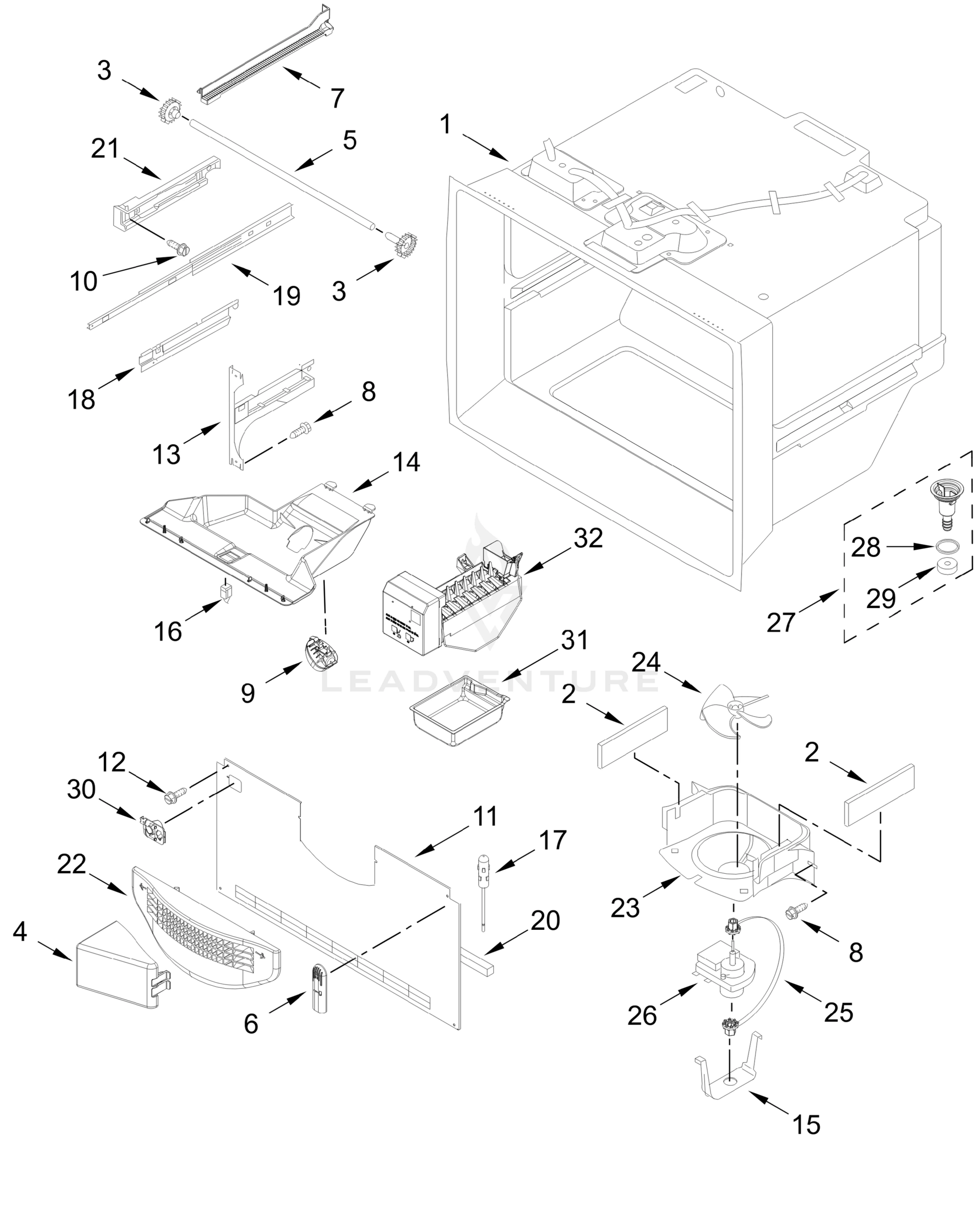 FREEZER LINER AND ICEMAKER PARTS