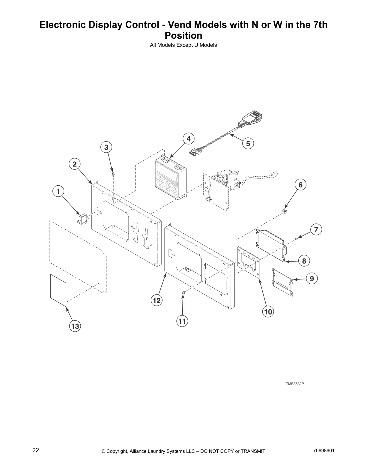 Electronic Display Control - Vend Models with N or W in the 7th
Position