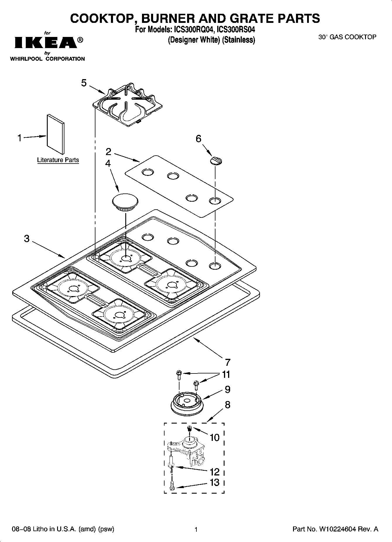 01 - COOKTOP, BURNER AND GRATE PARTS