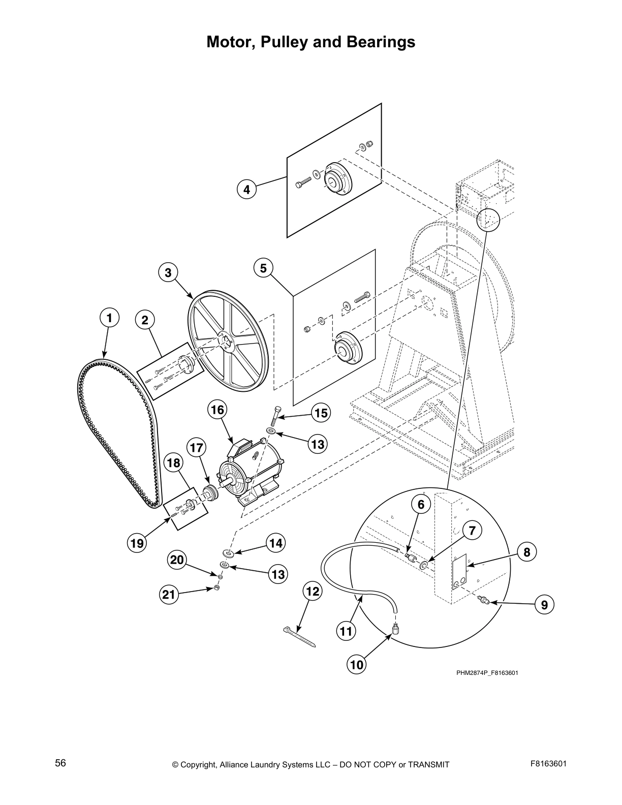 Motor, Pulley and Bearings