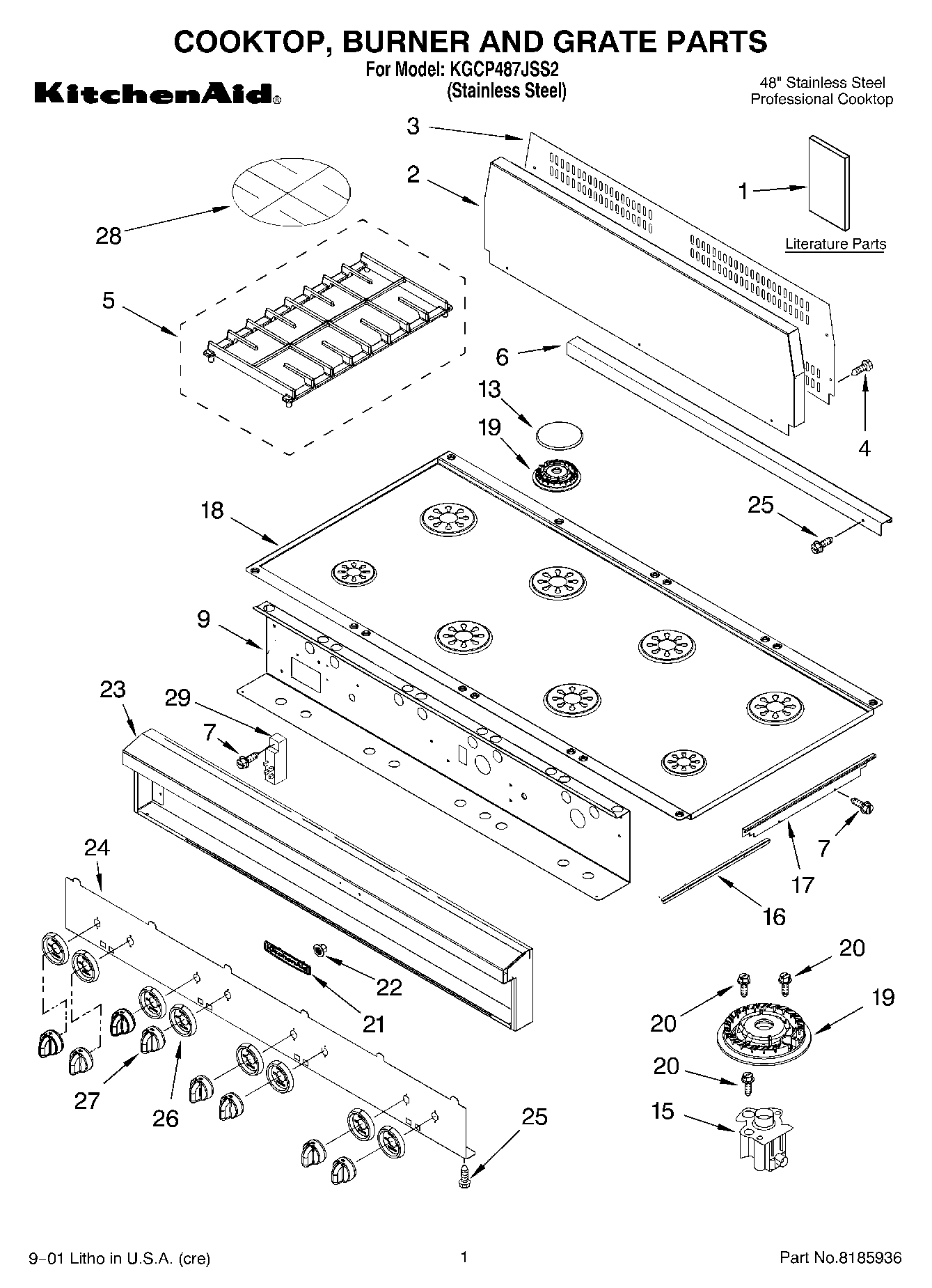 01 - COOKTOP, BURNER AND GRATE PARTS