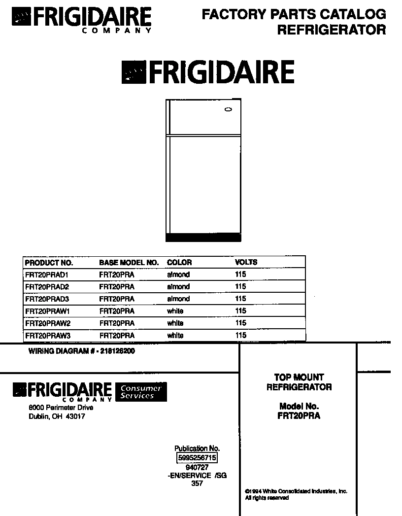 01 - REFRIGERATOR, TOP MOUNT