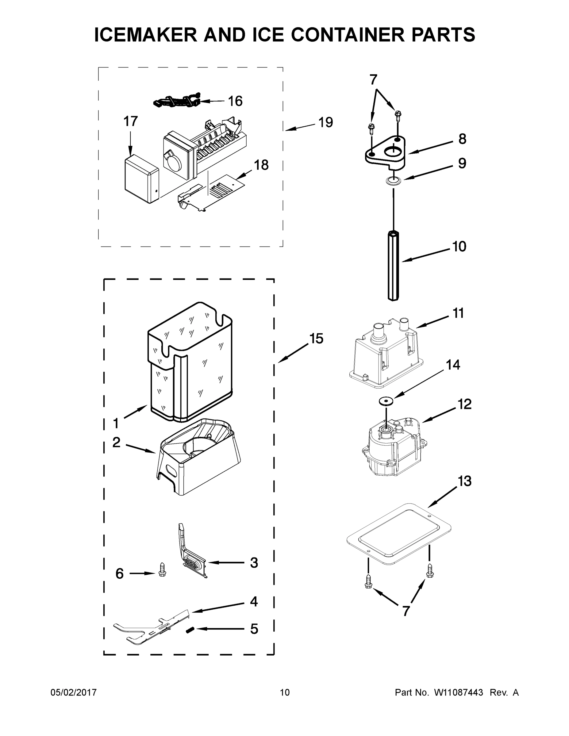 06 - ICEMAKER AND ICE CONTAINER PARTS