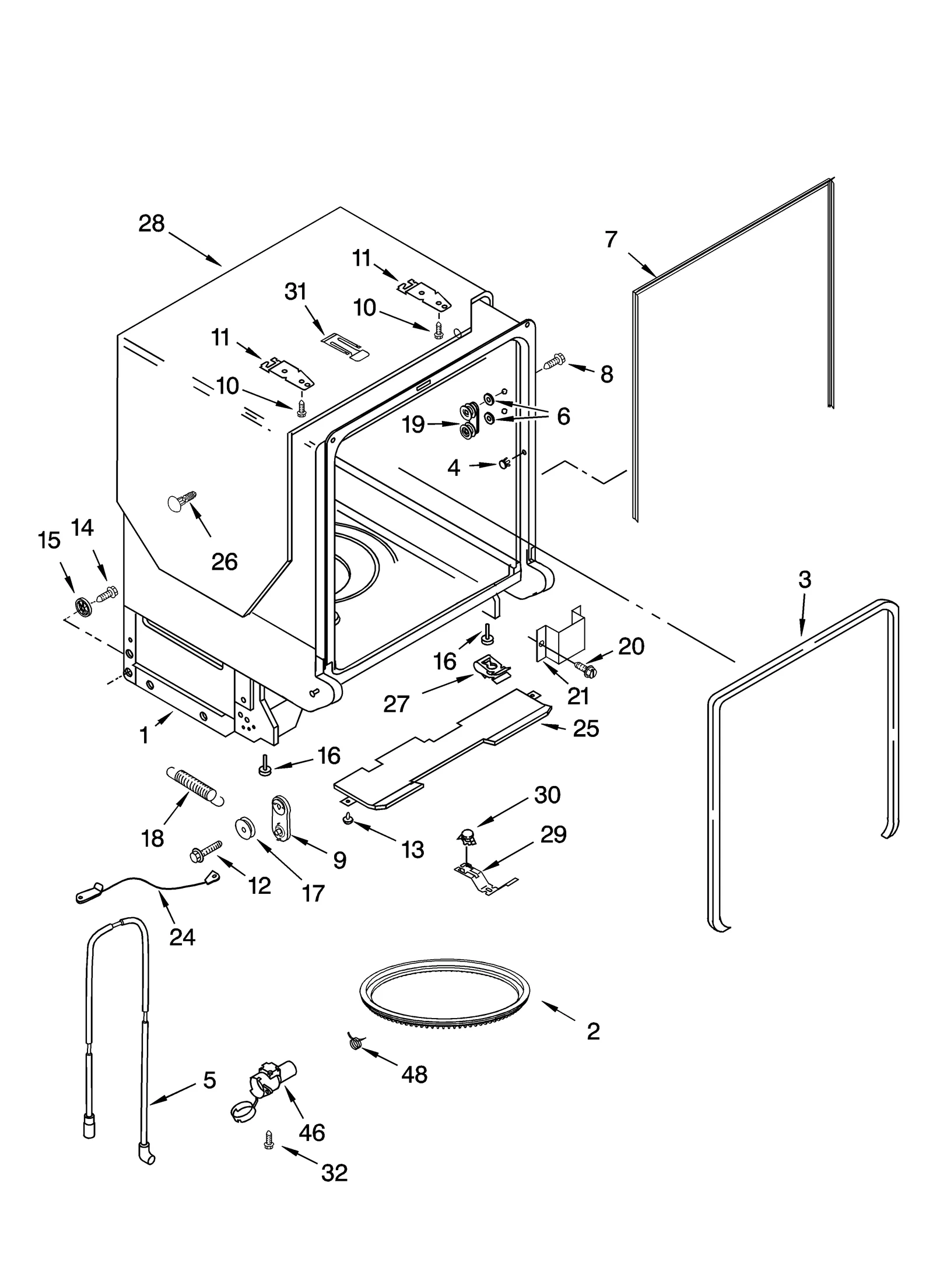 TUB AND FRAME PARTS