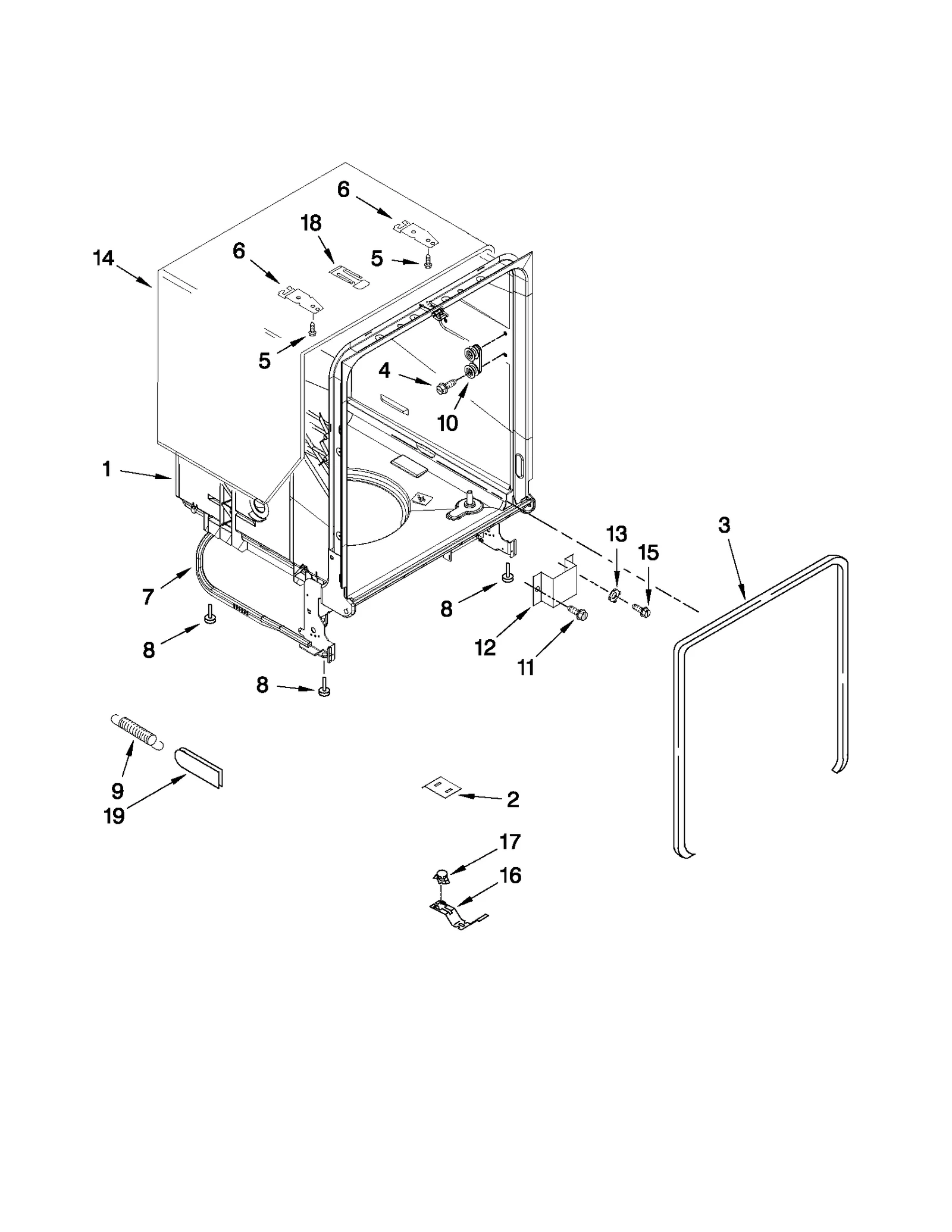 TUB AND FRAME PARTS