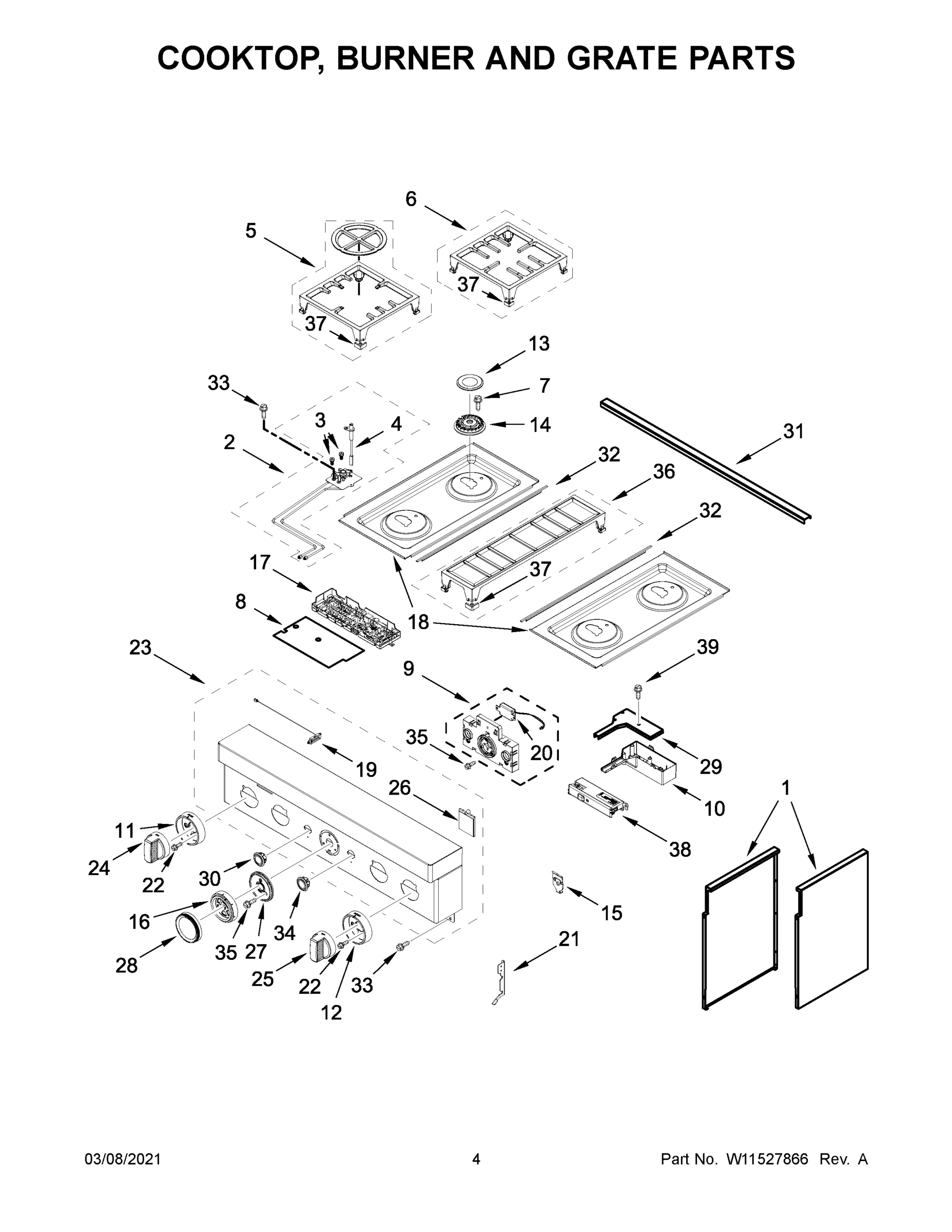 03 - COOKTOP, BURNER AND GRATE PARTS