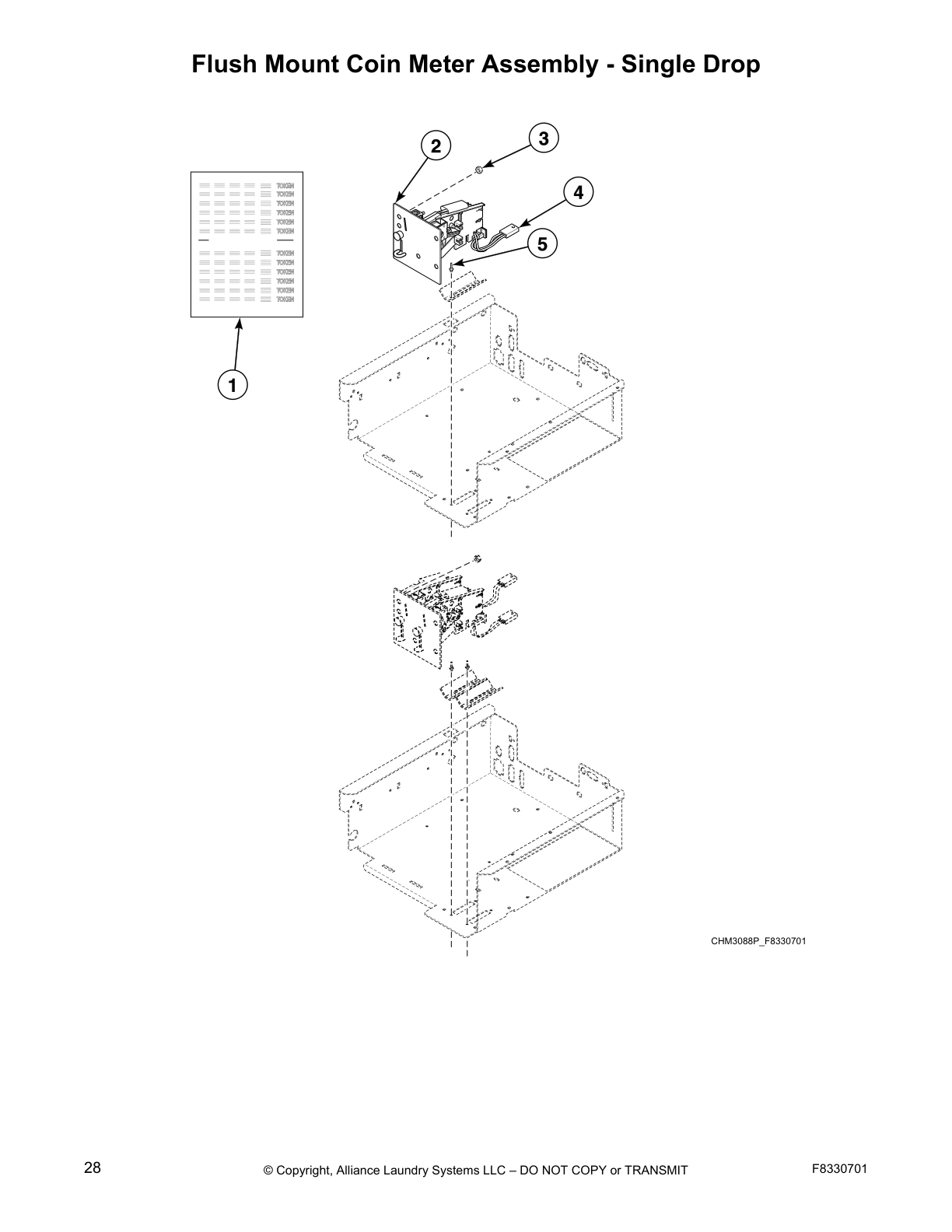 Flush Mount Coin Meter Assembly - Single Drop