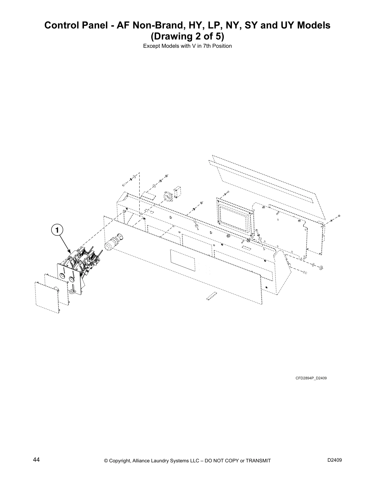 Control Panel - AF Non-Brand, HY, LP, NY, SY and UY Models 
(Drawing 2 of 5)