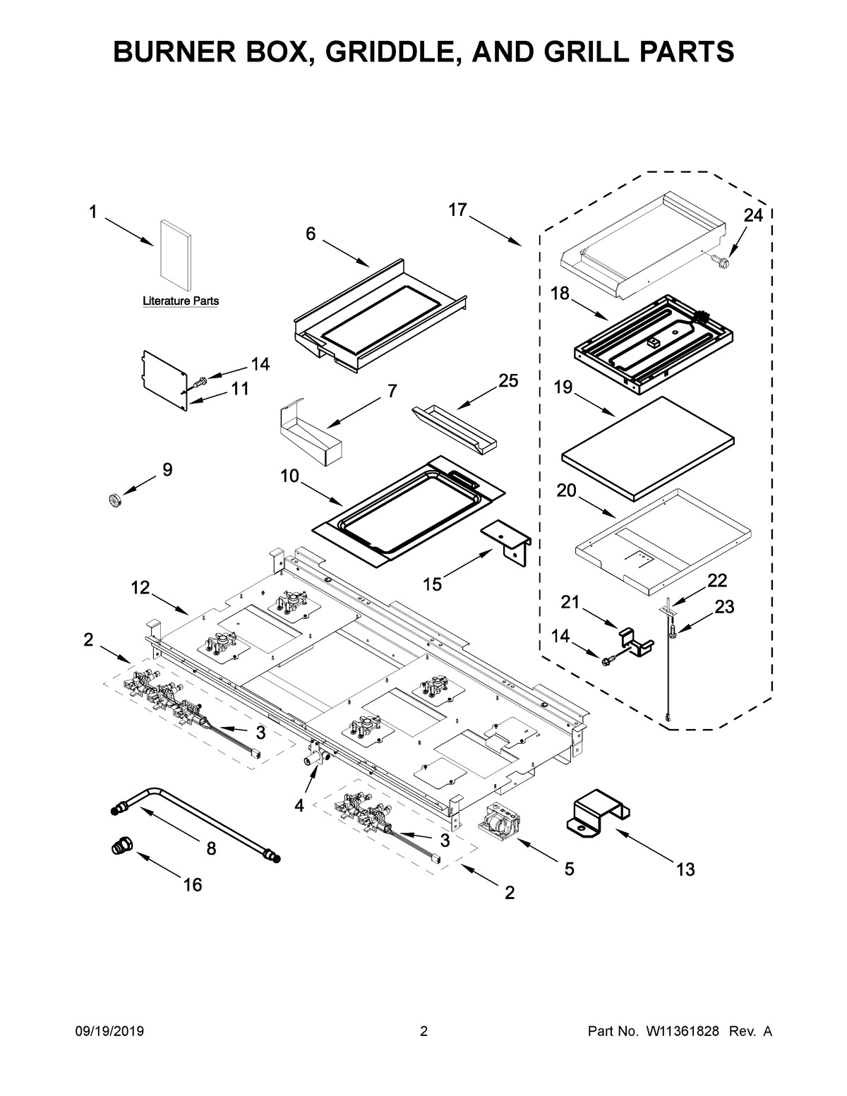 02 - BURNER BOX, GRIDDLE, AND GRILL PARTS