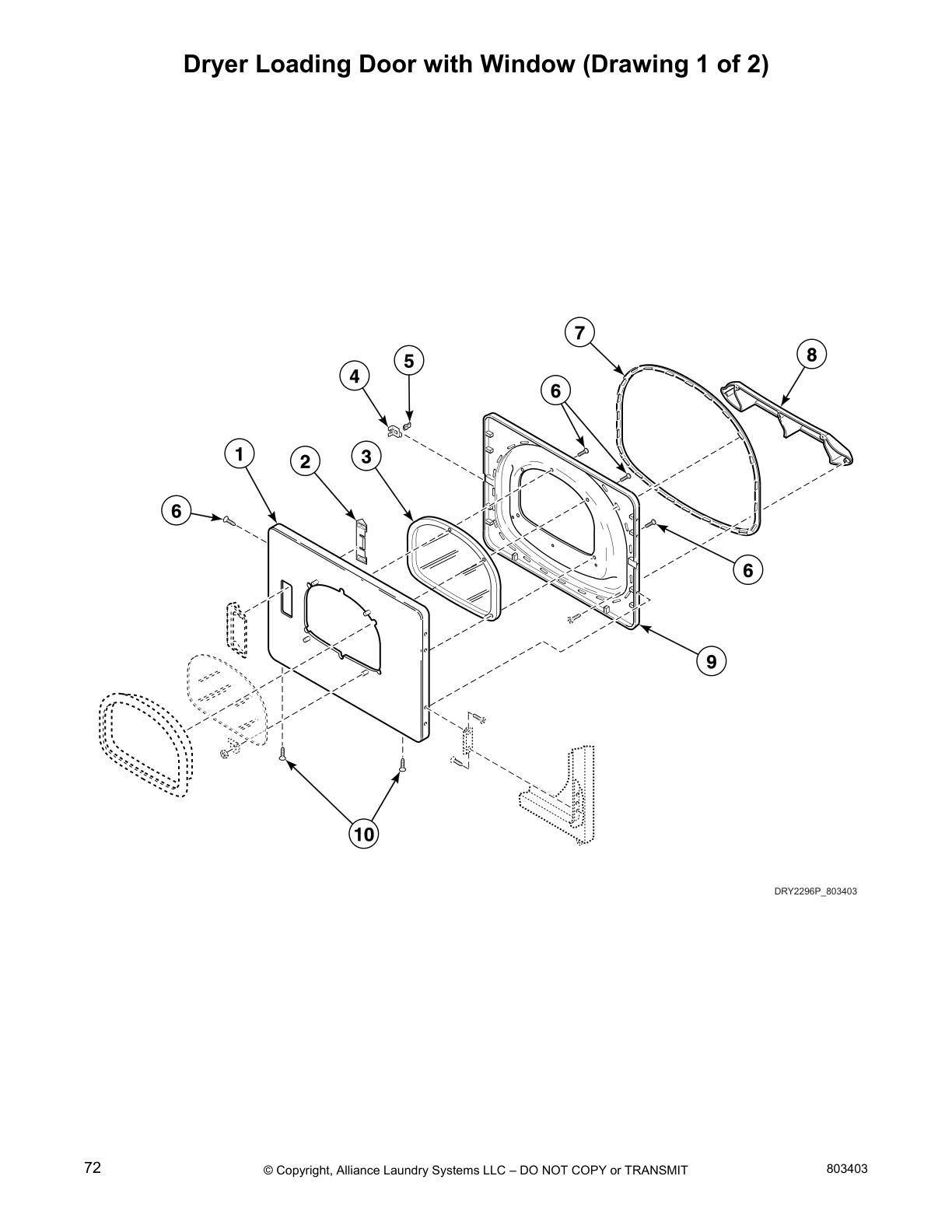 Dryer Loading Door with Window (Drawing 1 of 2)