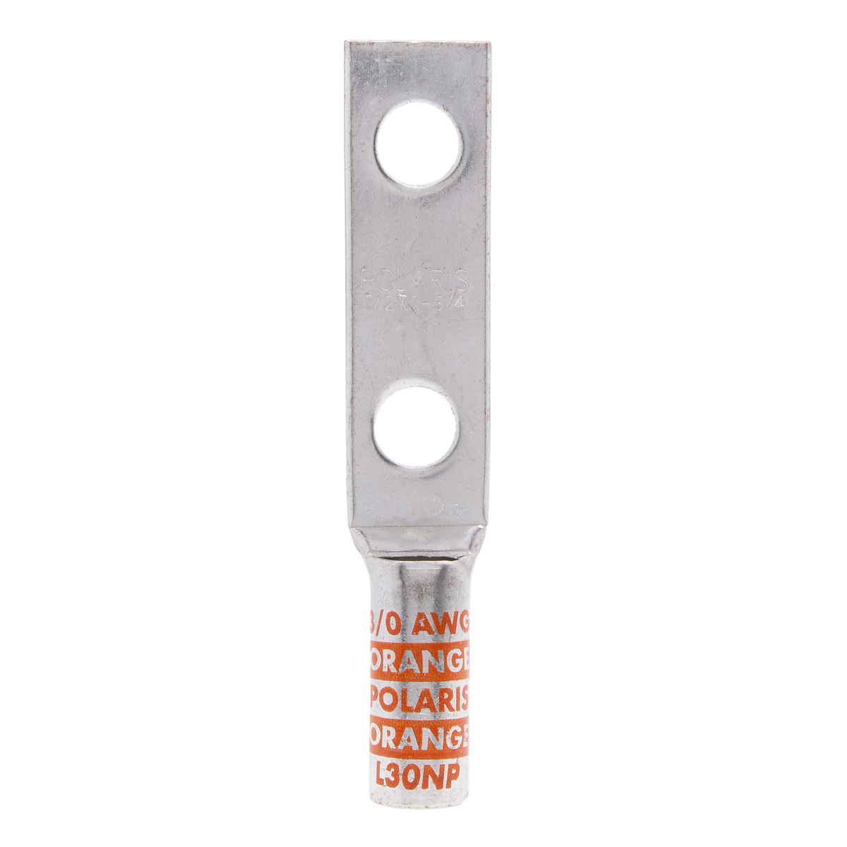 Copper Orange Compression Long Lug, 3/0 AWG, 1/2” Mounts, 1-3/4