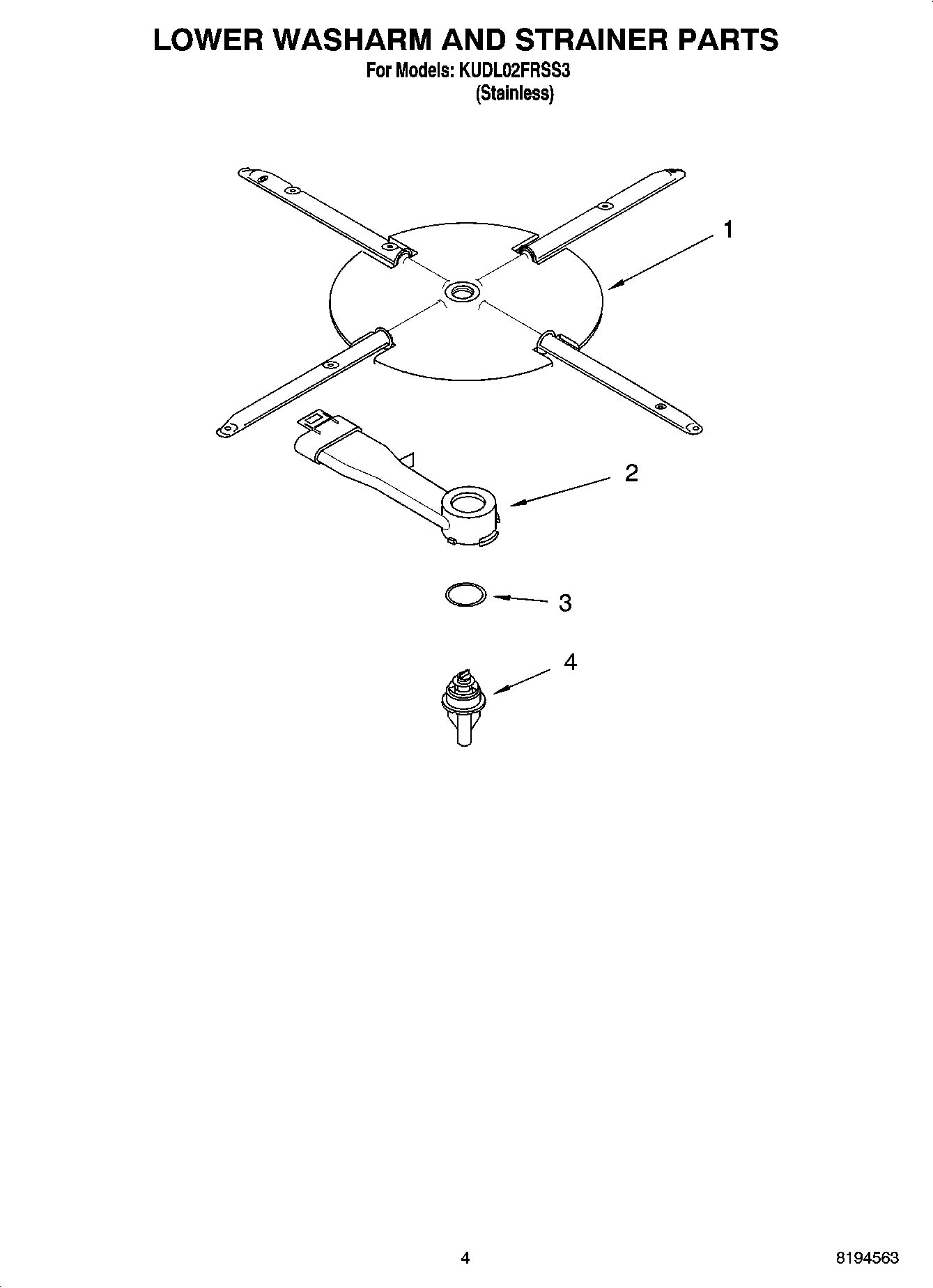 04 - LOWER WASHARM AND STRAINER PARTS