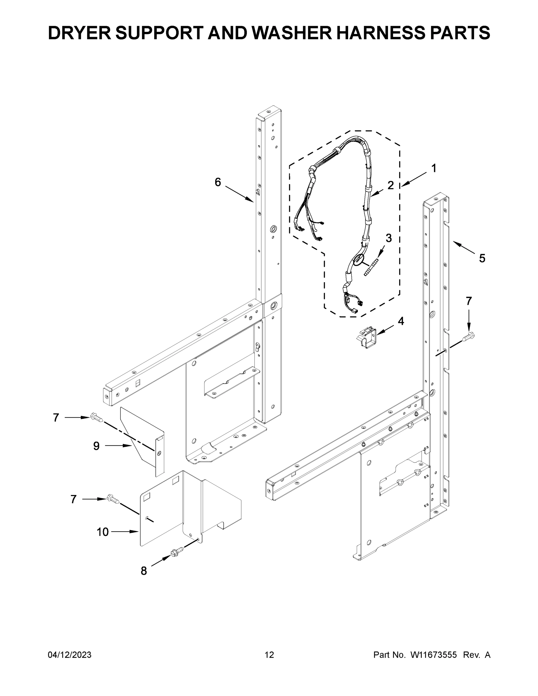 07 - DRYER SUPPORT AND WASHER HARNESS PARTS