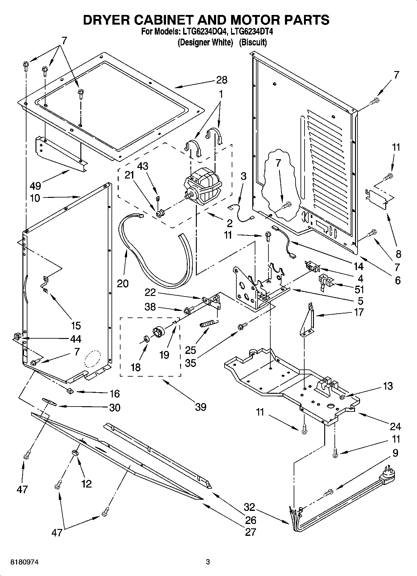 03 - DRYER CABINET AND MOTOR PARTS