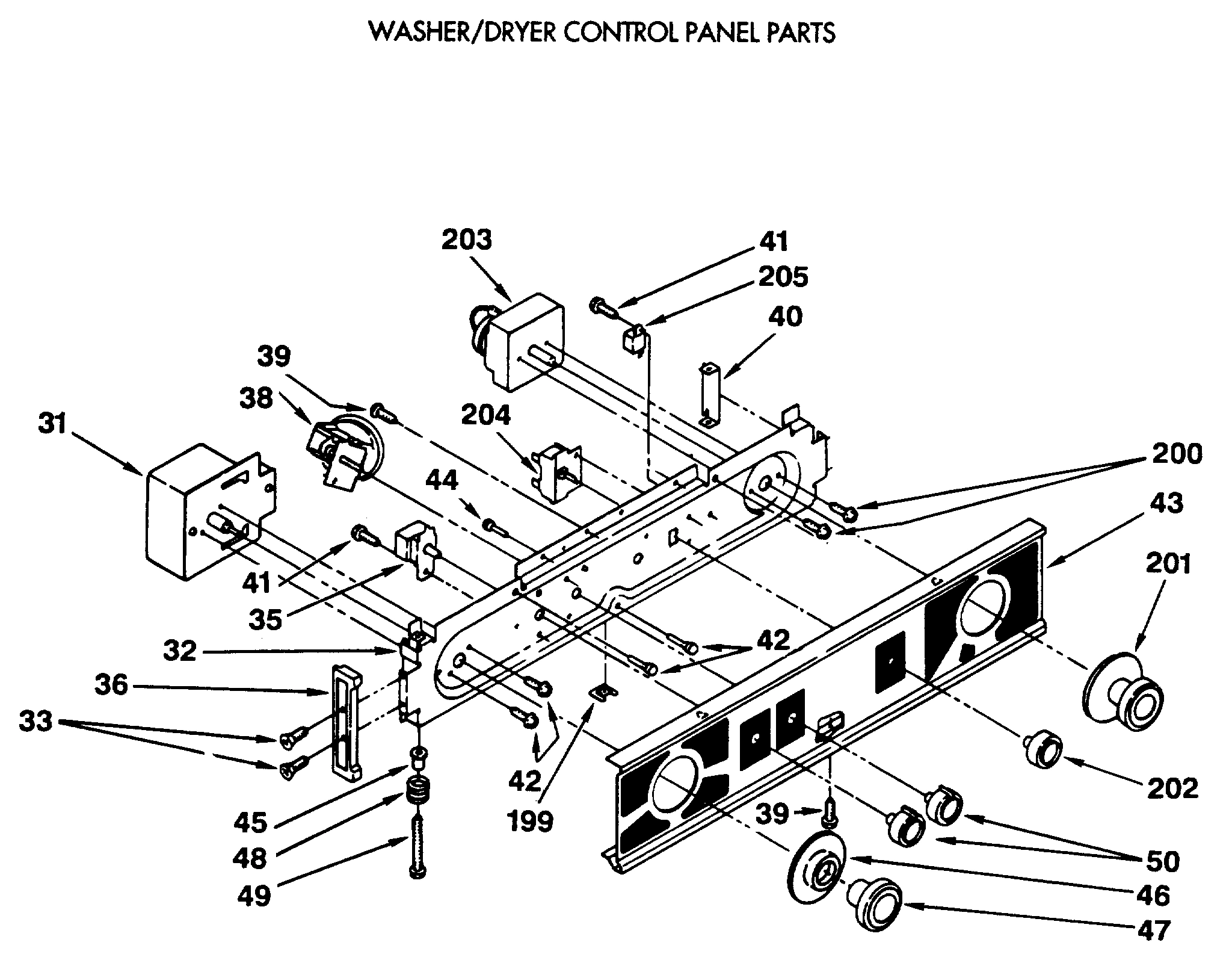 WASHER/DRYER CONTROL PANEL PARTS