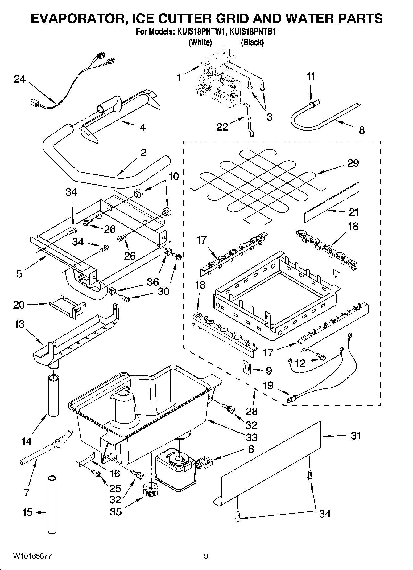 02 - EVAPORATOR, ICE CUTTER GRID AND WATER PARTS