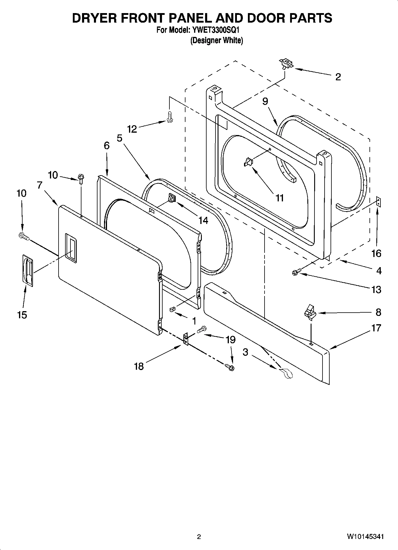 02 - DRYER FRONT PANEL AND DOOR PARTS
