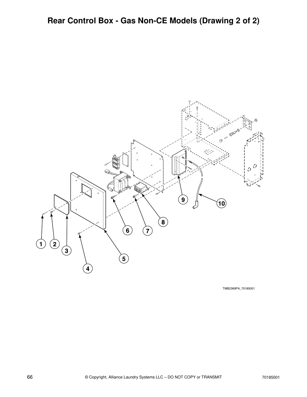 Rear Control Box - Gas Non-CE Models (Drawing 2 of 2)