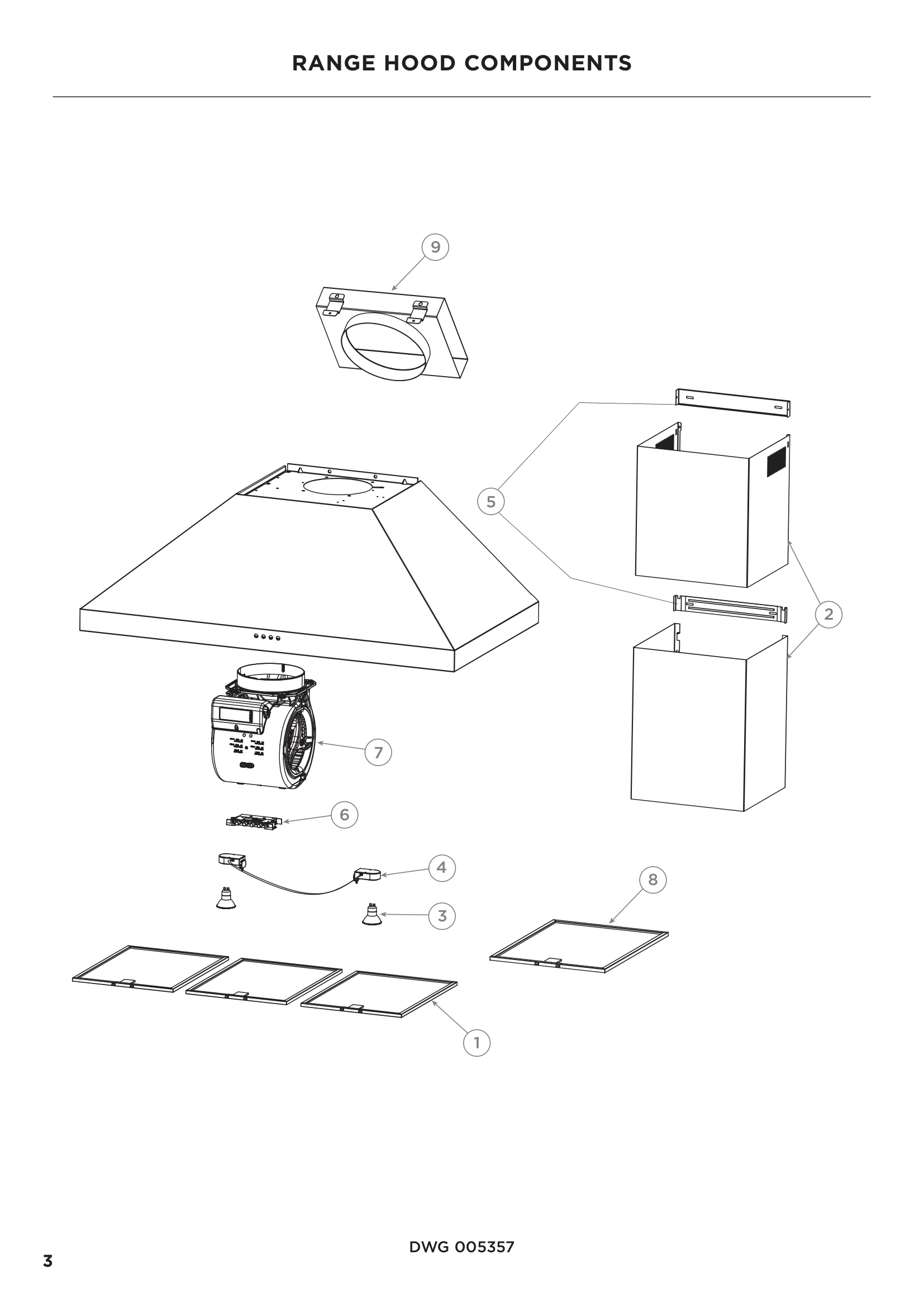 RANGE HOOD COMPONENTS