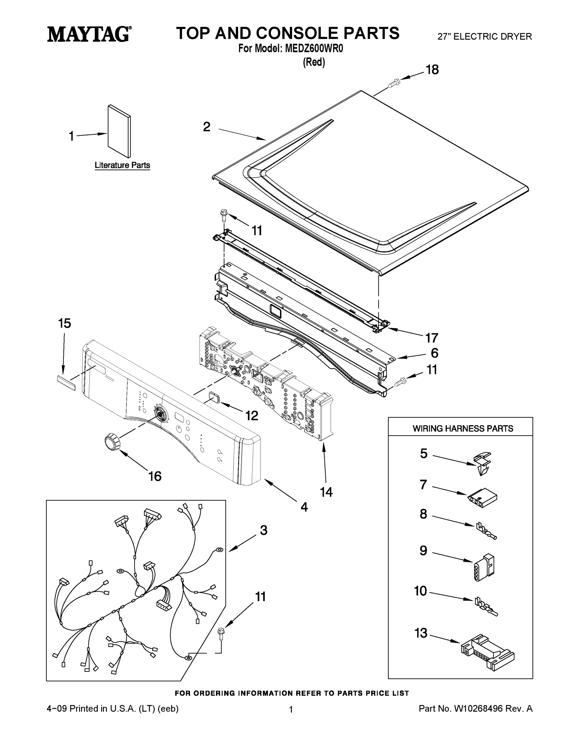 01 - TOP AND CONSOLE PARTS