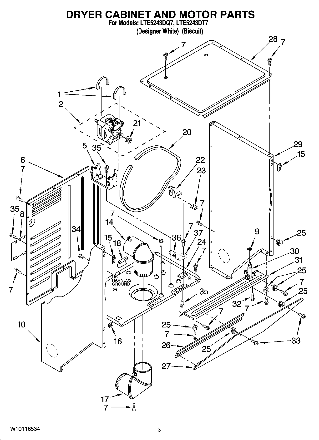 03 - DRYER CABINET AND MOTOR PARTS