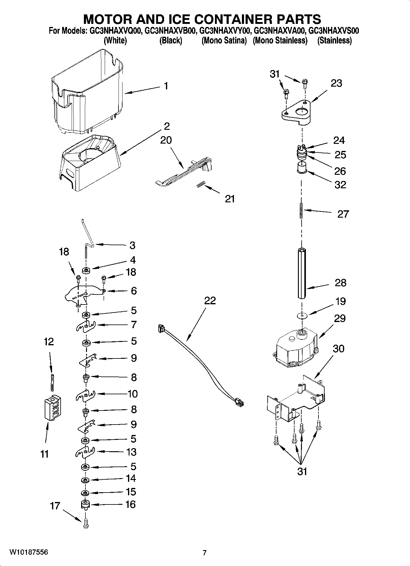 05 - MOTOR AND ICE CONTAINER PARTS