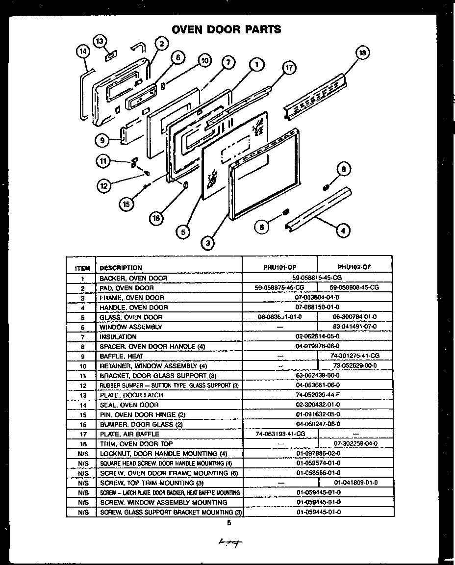 04 - OVEN DOOR PARTS