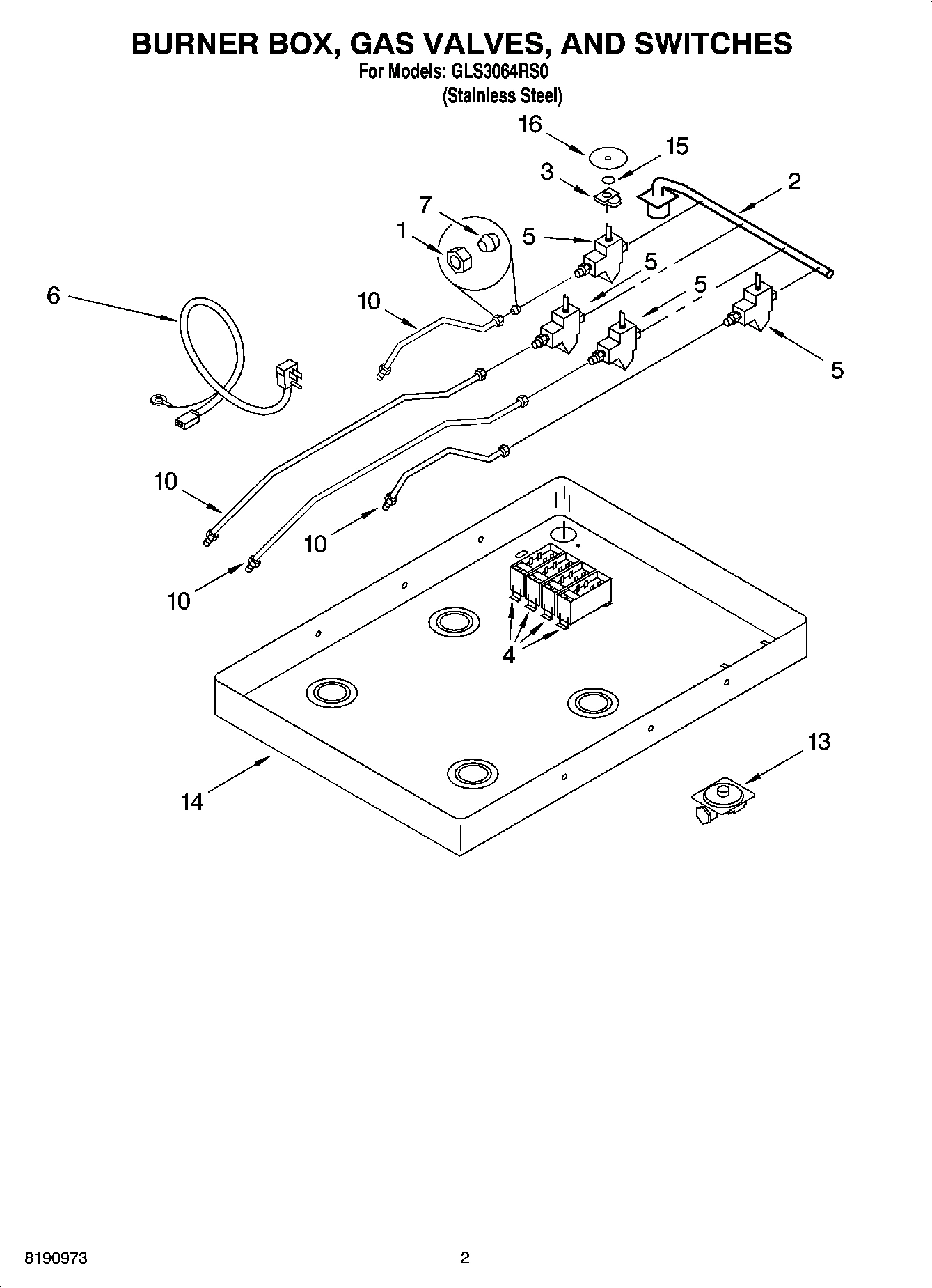 02 - BURNER BOX, GAS VALVES, AND SWITCHES