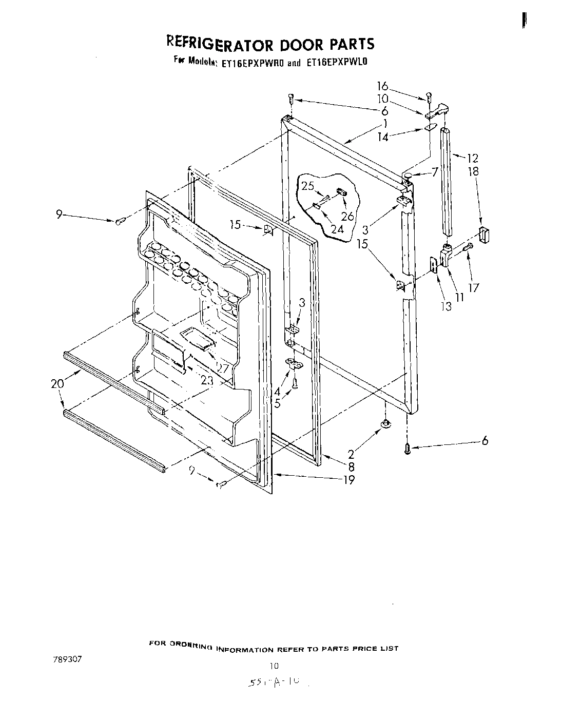 08 - REFRIGERATOR DOOR, PARTS NOT ILLUSTRATED