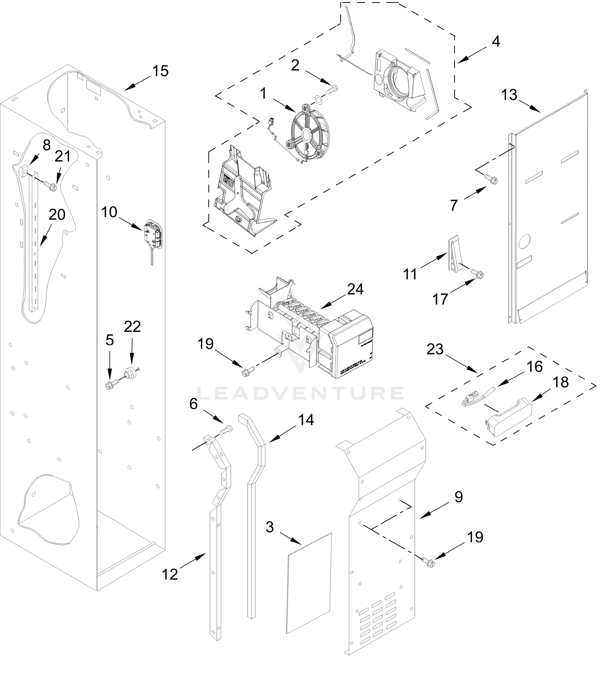 FREEZER LINER AND ICEMAKER PARTS
